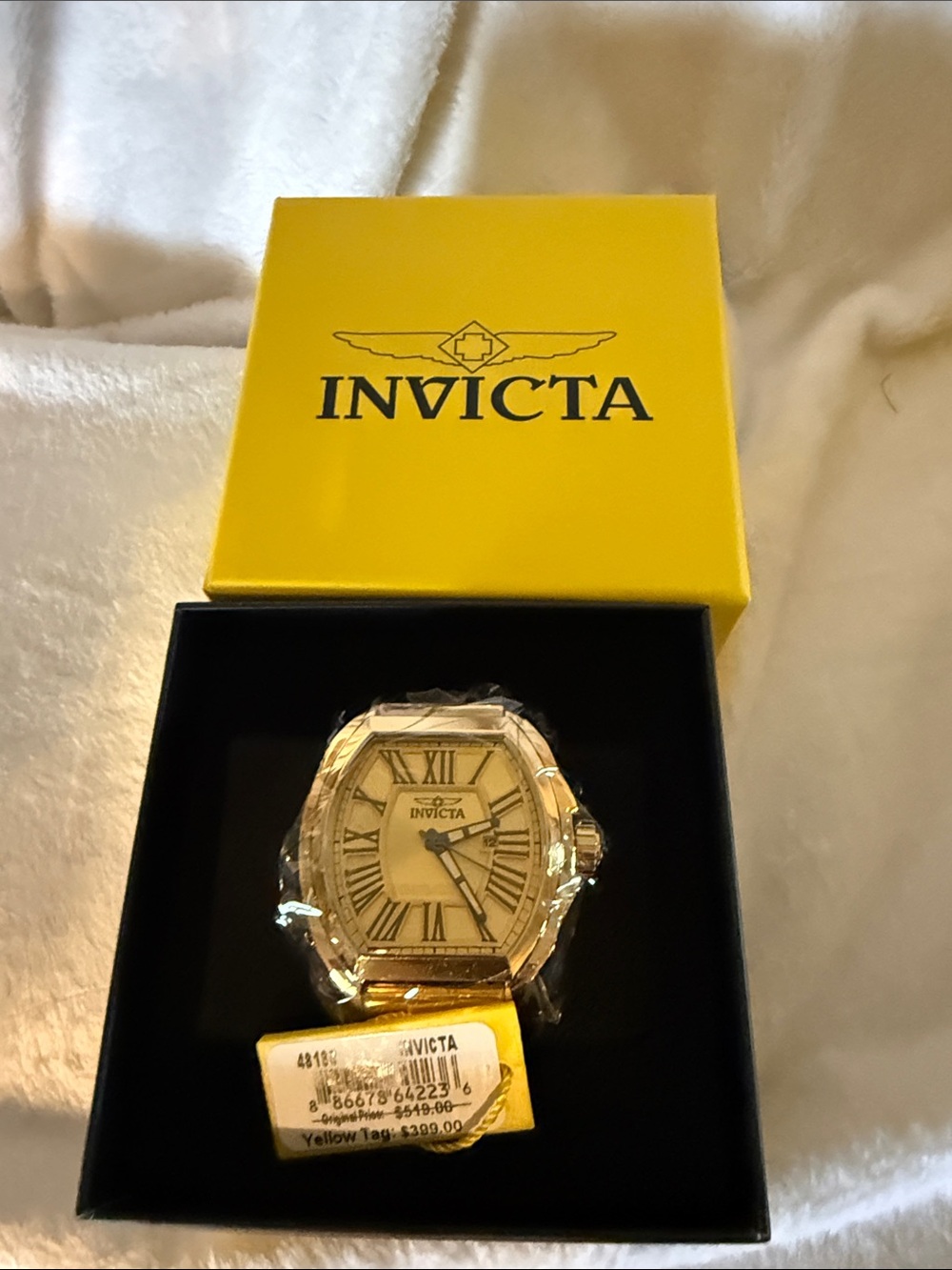 Invicta Gold Tone Watch with Good Dial and Black Roman Numerals